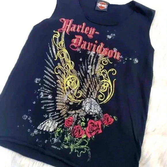 Harley-Davidson Tops - Vintage 90s Harley Davidson Biker Motorcycle Cutoff